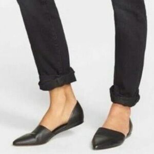 Vince Nina D'Orsay Black Leather Flats Shoes Womens 6.5